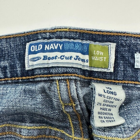 Old Navy Low Rise Bootcut Women's size 10 Long  Dark Wash Blue Denim Jeans - Picture 3 of 4